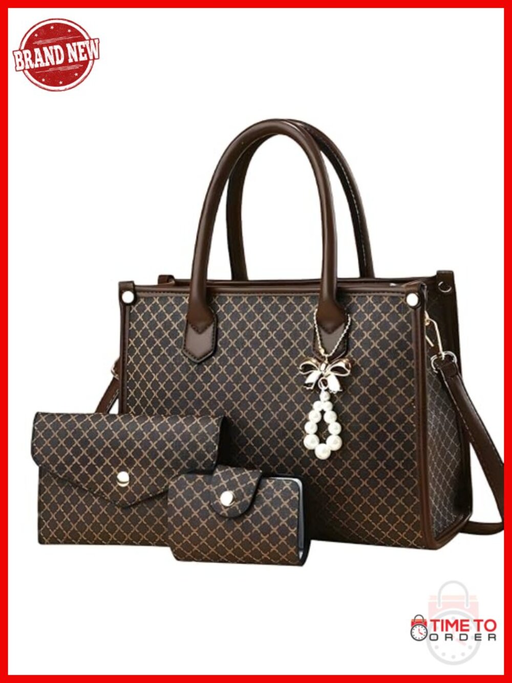 3-Piece PU Leather Handbag Set with Satchel, Crossbody, Tote & Wallet